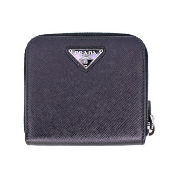Prada Zip Folding Wallet Black Saffiano Leather - Picture 1 of 9